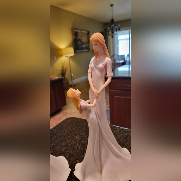 MODERN ART SCULPTURE Handmade Ceramic Underglazed Color Mother Daughter Statue - Picture 5 of 8